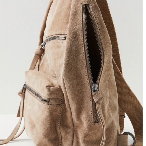 NWT- Free People Oxford Style Suede Sling Bag in Mushroom - Picture 3 of 14
